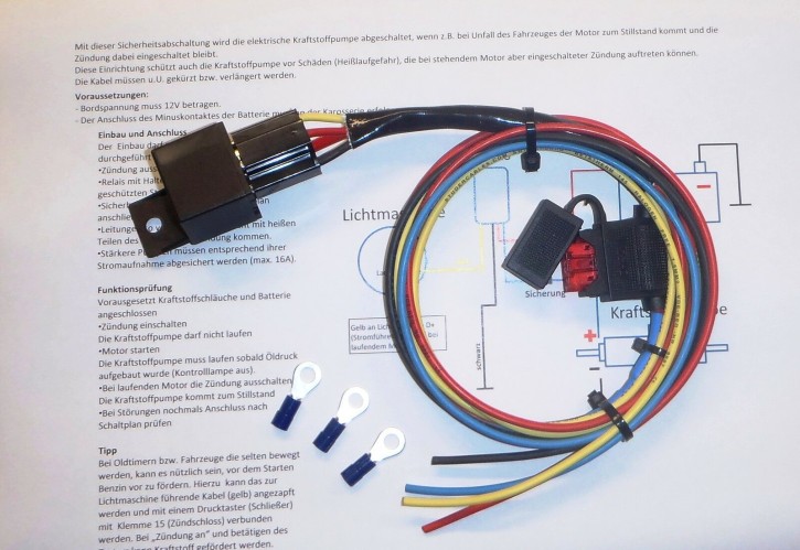Sicherheitsabschaltung / Notabschaltung elektrische Kraftstoffpumpe 6 Volt +